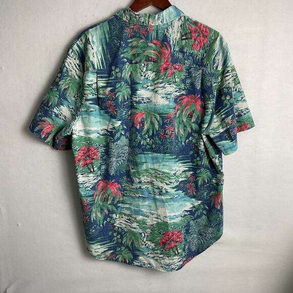 Reyn Spooner Tailored Hawaiian Button Up Dress Shirt 2XL Waterfall Valley - Picture 3 of 12